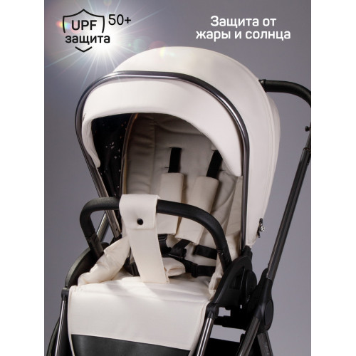Детская коляска AmaroBaby Motus Premium Ecco 4 в 1 с автокреслом Rant Miro Graphite и базой молочный