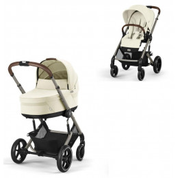 Коляска Cybex Balios S Lux TPE complete Aton B2 Bay Blue Base One 4 в 1 Seashell Beige с дождевиками