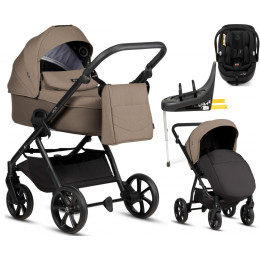 Детская коляска Tutis Leo 3 Plus 4 в 1 с автокреслом Beno Black и базой 1582261 Cinnamon