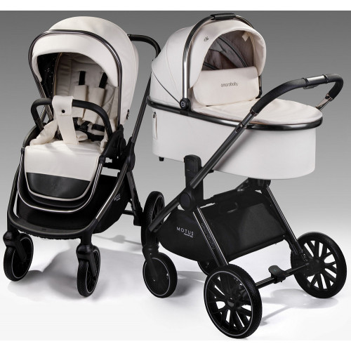 Детская коляска AmaroBaby Motus Premium Ecco 4 в 1 с автокреслом Rant Miro Graphite и базой молочный