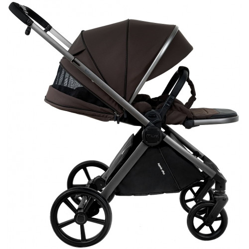 Детская коляска Pituso Teffy 4 в 1 с автокреслом Baesa Black с базой Turkish Coffee/Graphite