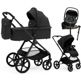 Коляска Agex Life 4 в 1 матовая рама с автокреслом i-Safe Black и базой ALB583 Black (Черный)