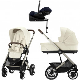 Коляска Cybex Talos S Lux TPE complete Cloud G Ocean Blue Plus Base G 4 в 1 Seashell Beige с дождевиками