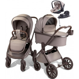 Детская коляска AmaroBaby Motus Premium Ecco Exclusive 4 в 1 с автокреслом Rant Miro Beige и базой мокко