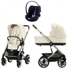 Коляска Cybex Talos S Lux TPE complete Cloud G Ocean Blue Plus Base G 4 в 1 Seashell Beige с дождевиками