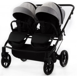 Детская коляска для двойни Adamex Leo Duo 3 в 1 TK01 (СВЕТЛО-СЕРЫЙ)