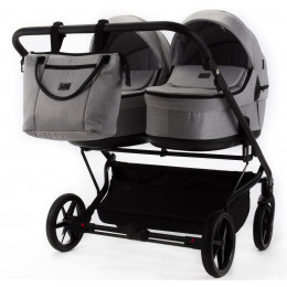 Детская коляска для двойни Adamex Leo Duo 3 в 1 TK01 (СВЕТЛО-СЕРЫЙ)