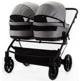 Детская коляска для двойни Adamex Leo Duo 3 в 1 TK01 (СВЕТЛО-СЕРЫЙ)