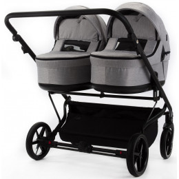 Детская коляска для двойни Adamex Leo Duo 3 в 1 TK01 (СВЕТЛО-СЕРЫЙ)