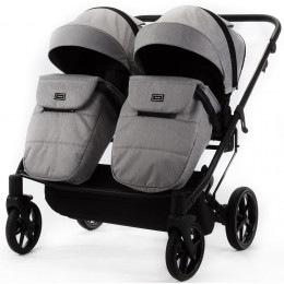 Детская коляска для двойни Adamex Leo Duo 3 в 1 TK01 (СВЕТЛО-СЕРЫЙ)