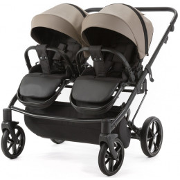Детская коляска для двойни Adamex Leo Duo Deluxe 3 в 1 DUO-SA9 (Т.БЕЖЕВАЯ КОЖА)
