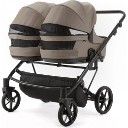 Детская коляска для двойни Adamex Leo Duo Deluxe 3 в 1 DUO-SA9 (Т.БЕЖЕВАЯ КОЖА)