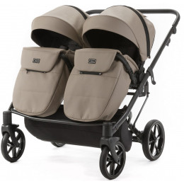 Детская коляска для двойни Adamex Leo Duo Deluxe 3 в 1 DUO-SA9 (Т.БЕЖЕВАЯ КОЖА)