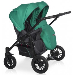Детская коляска для двойни Riko Basic Saxo 2 в 1 01 бирюзовый-чёрный