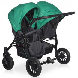 Детская коляска для двойни Riko Basic Saxo 2 в 1 01 бирюзовый-чёрный