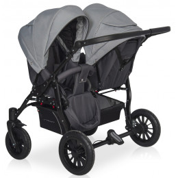 Детская коляска для двойни Riko Basic Saxo 2 в 1 02 серый-чёрный