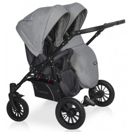 Детская коляска для двойни Riko Basic Saxo 2 в 1 02 серый-чёрный