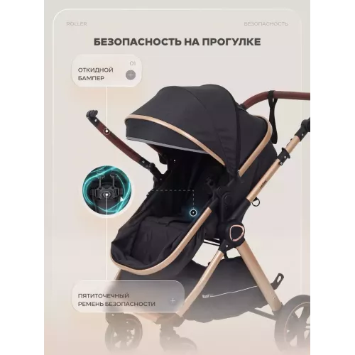 Коляска-трансформер Rant Basic Roller Gold 2024 Black