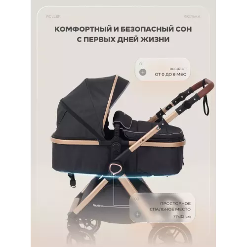 Коляска-трансформер Rant Basic Roller Gold 2024 Black