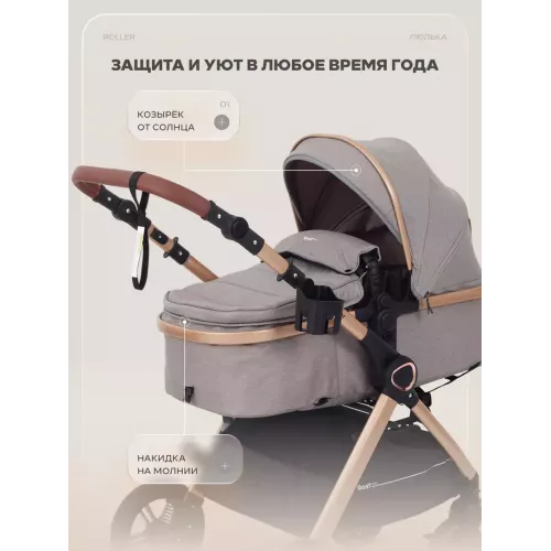 Коляска-трансформер Rant Basic Roller Gold 2024 Beige