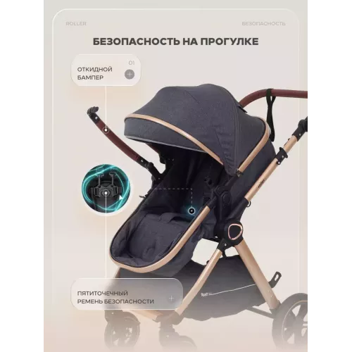 Коляска-трансформер Rant Basic Roller Gold 2024 Grey