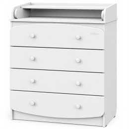 Детский пеленальный комод Indigo Classic 800/4 МДФ, ЛДСП белый-белый