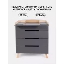 Комод пеленальный Rant Indy Pro 80/4 с органайзером Moon grey