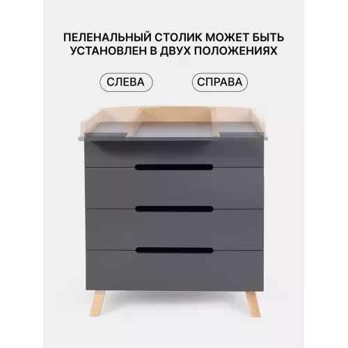 Комод пеленальный Rant Indy Pro 80/4 с органайзером Moon grey