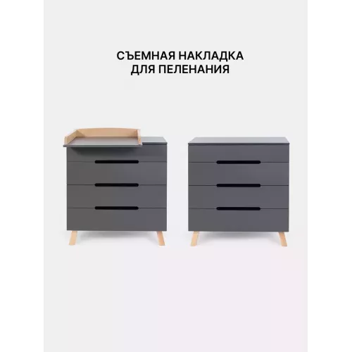 Комод пеленальный Rant Indy Pro 80/4 с органайзером Moon grey