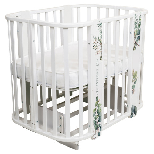 Кровать детская "Indigo "Baby Line" 5 в 1 (ложе 70*100 и 70*140) с поперечным маятником, массив бере (листочки)