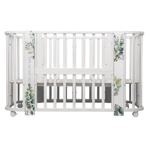Кровать детская "Indigo "Baby Line" 5 в 1 (ложе 70*100 и 70*140) с поперечным маятником, массив бере (листочки)
