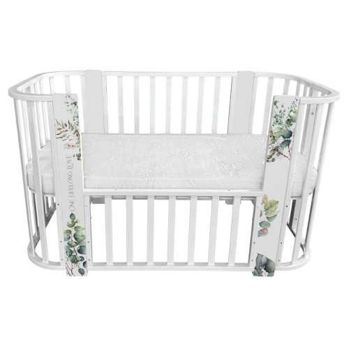 Кровать детская "Indigo "Baby Line" 5 в 1 (ложе 70*100 и 70*140) с поперечным маятником, массив бере (листочки)