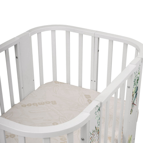 Кровать детская "Indigo "Baby Line" 5 в 1 (ложе 70*100 и 70*140) с поперечным маятником, массив бере (листочки)