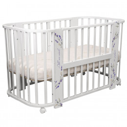 Кровать детская "Indigo "Baby Line" 5 в 1 (ложе 70*100 и 70*140) с поперечным маятником, массив бере (лаванда)