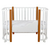 Кровать детская "Indigo "Baby Lux" 3 в 1 (кровать, манеж, диван) массив березы, МДФ (белый-натуральные стойки)