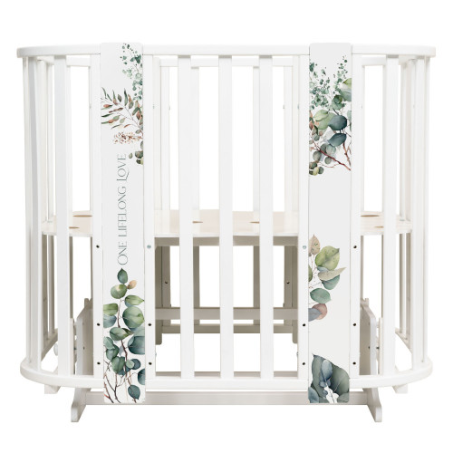 Кровать детская "Indigo "Baby Line" 5 в 1 (ложе 70*100 и 70*140) с поперечным маятником, массив бере (листочки)