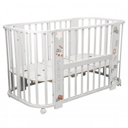 Кровать детская "Indigo "Baby Line" 5 в 1 (ложе 70*100 и 70*140) с поперечным маятником, массив бере (машинки)