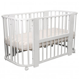 Кровать детская "Indigo "Baby Line" 5 в 1 (ложе 70*100 и 70*140) с поперечным маятником, массив бере (белый)
