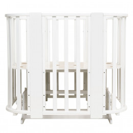 Кровать детская "Indigo "Baby Line" 5 в 1 (ложе 70*100 и 70*140) с поперечным маятником, массив бере (белый)