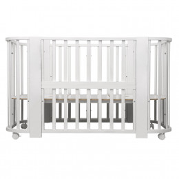 Кровать детская "Indigo "Baby Line" 5 в 1 (ложе 70*100 и 70*140) с поперечным маятником, массив бере (белый)