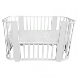 Кровать детская "Indigo "Baby Line" 5 в 1 (ложе 70*100 и 70*140) с поперечным маятником, массив бере (белый)