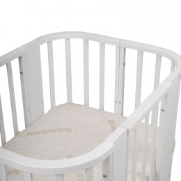 Кровать детская "Indigo "Baby Line" 5 в 1 (ложе 70*100 и 70*140) с поперечным маятником, массив бере (белый)