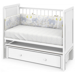 Детская кроватка Indigo Classic маятник, колеса,ящик белая аляска