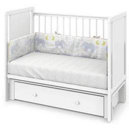 Детская кроватка Indigo Classic маятник, колеса,ящик белая аляска