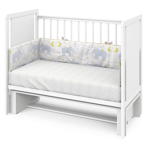 Детская кроватка Indigo Classic маятник, колеса белая аляска
