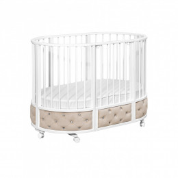 Круглая кроватка EVA "VIP" капучино(велюр)-белый