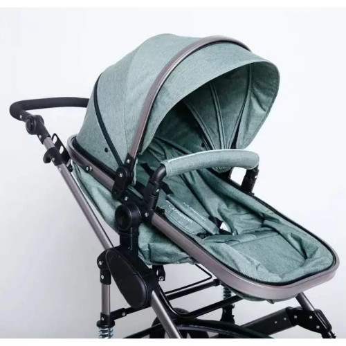 Коляска детская Luxmom 555 трансформер для новорожденных 3 в 1, оливковый
