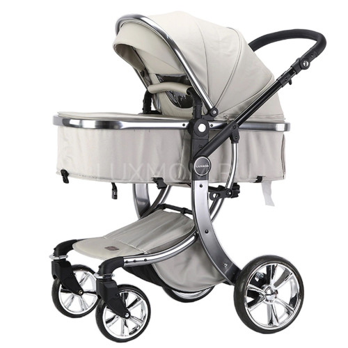 Коляска LuxMom Dalux 608 3в1 экокожа (светло-серый)