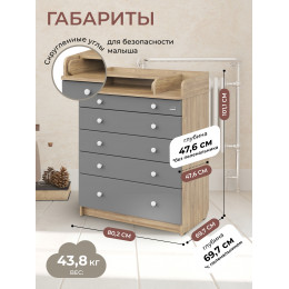Пеленальный комод Sweet Baby Marsala Дуб канзас/антрацит