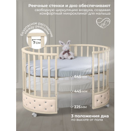 Кроватка-трансформер 7в1 Sweet Baby Brillantezza на колесах Слоновая кость